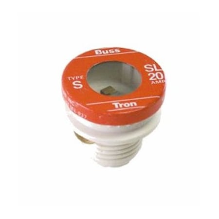 Eaton Bussmann Plug Fuse, SL Series, Time-Delay, 20A, 125V AC, Indicating, 10kA at 125V AC BP/SL-20